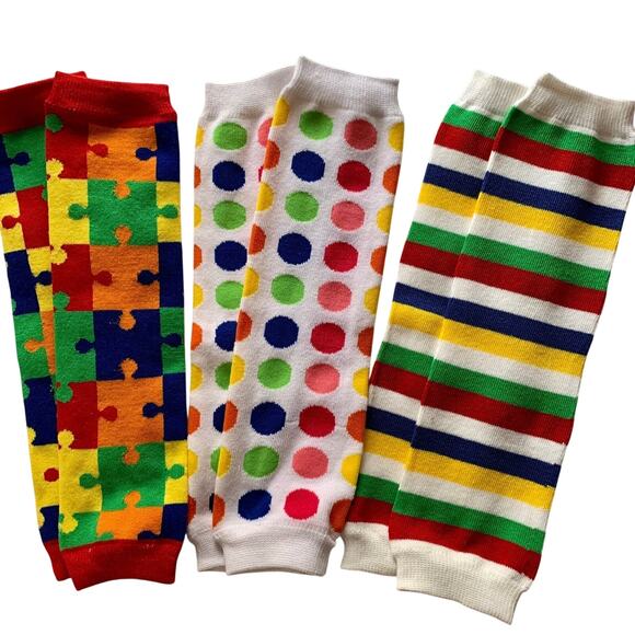 leg warmers boys arm warmers girls toddlers polka dots stripes legos nwot - Picture 1 of 5